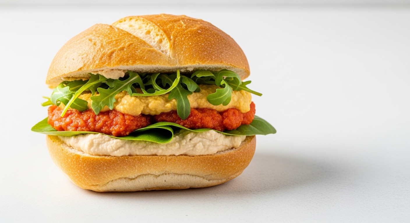 Panino Freschezza: Hummus di Barbabietola e Cetrioli Affettati