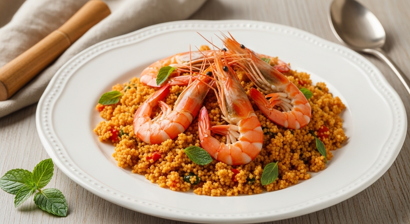 Couscous di Cavolfiore con Gamberi & Menta Fresca