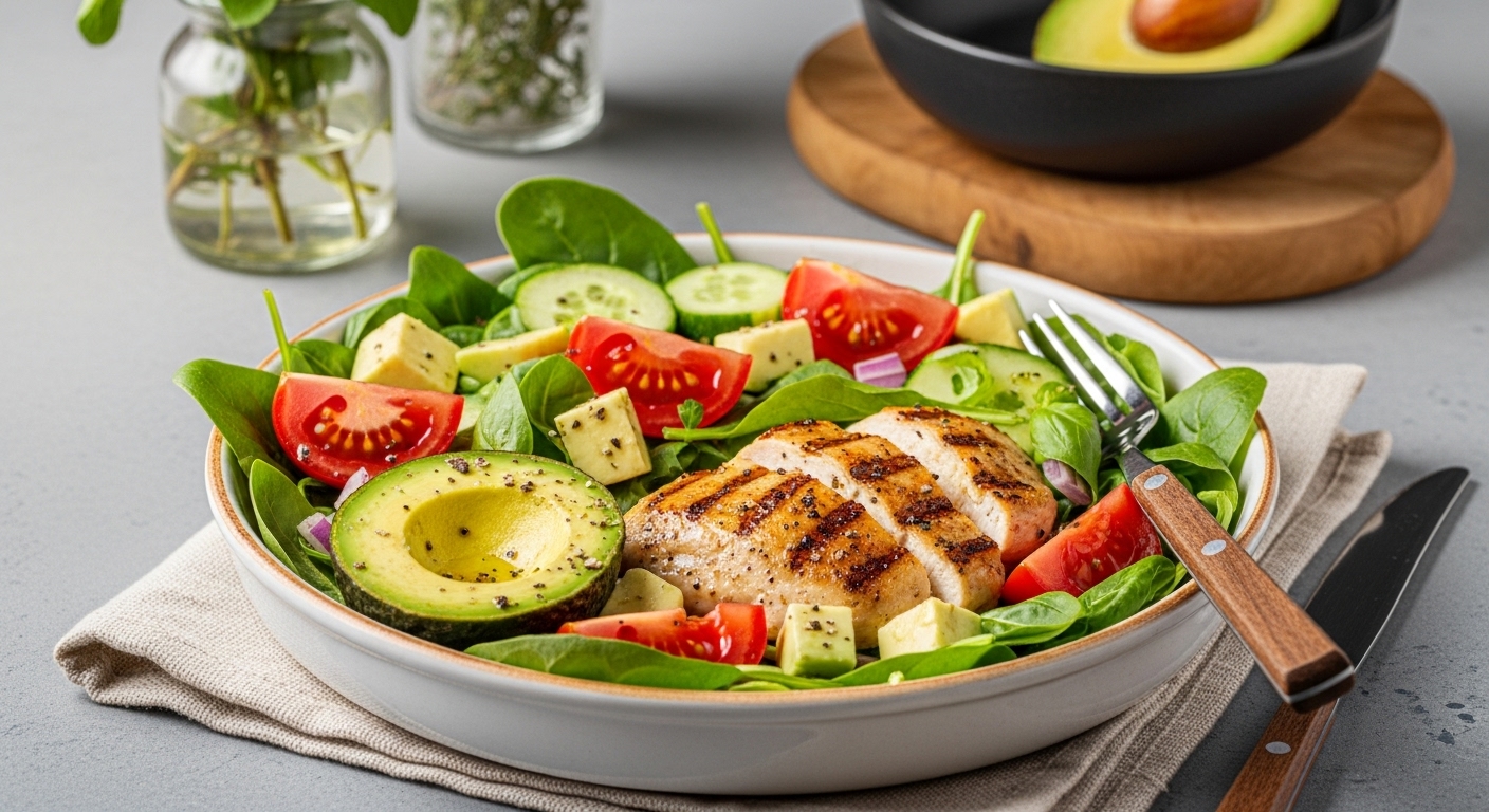Insalata Equilibrata di Pollo e Avocado: Leggera, Gustosa e Perfetta per la Tua Dieta