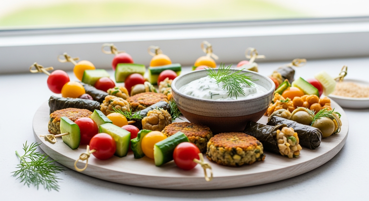 Tapas Vegane con Dip Fresco allo Yogurt Greco Vegetale