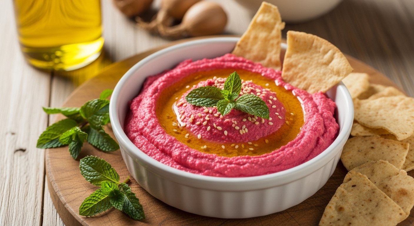 Hummus Rosa alla Barbabietola e Menta Fresca