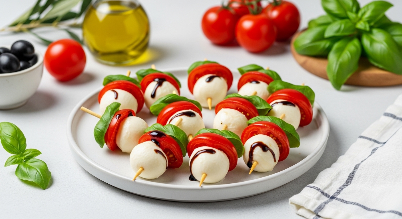 Spiedini Caprese Leggeri con Balsamico Glassa