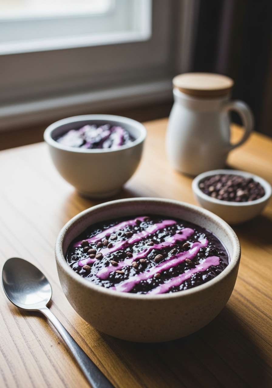 Superfood Black Porridge: Acai, Cacao e Granella di Nocciole