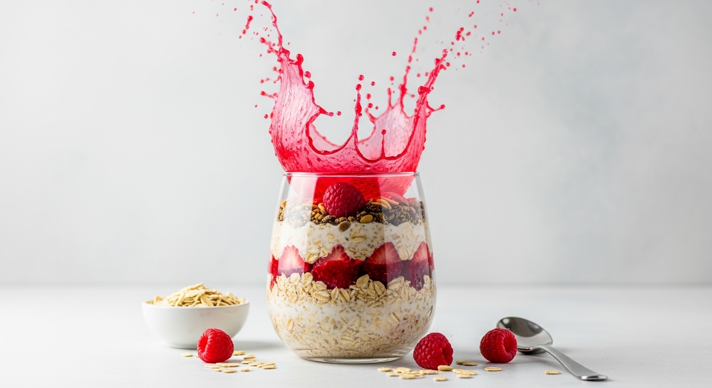 Overnight Oats Anti-Calore: Frutta Rossa e Semi di Lino
