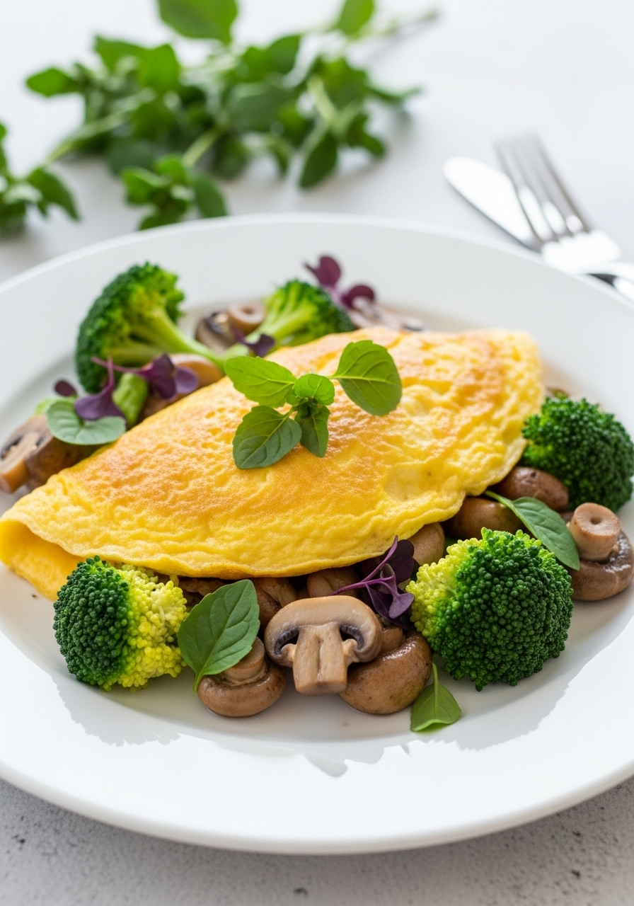 Omelette Proteica con Funghi e Broccoli