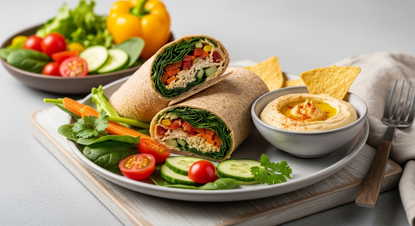 Wrap Integrale con Hummus e Verdure Fresche: Pasto Veloce e Sano