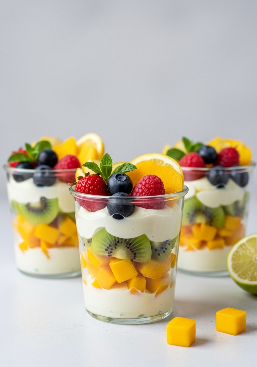 Coppette di Frutta Fresca con Crema Light al Limone