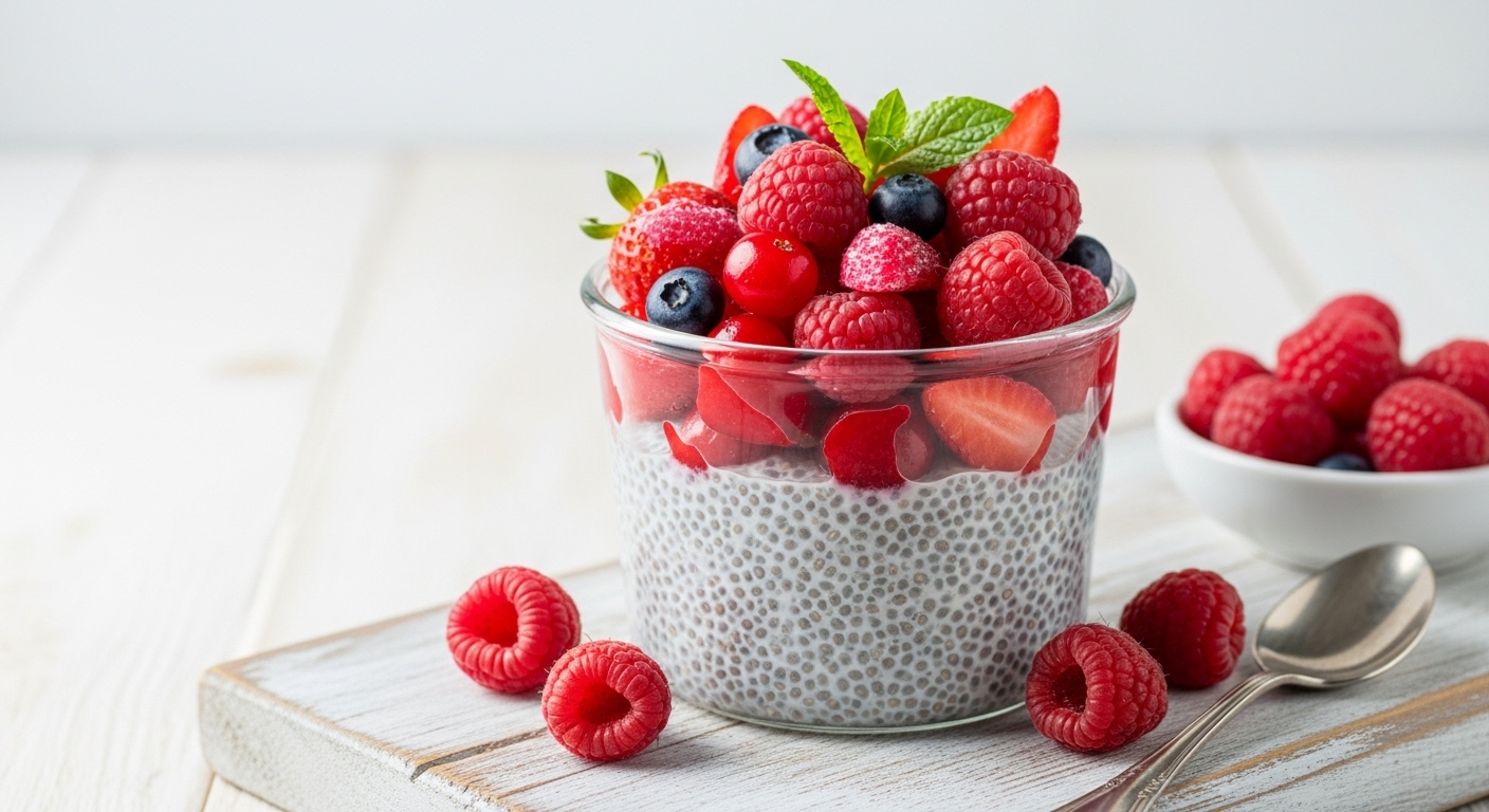 Chia Pudding Keto Cocco e Bacche Rosse